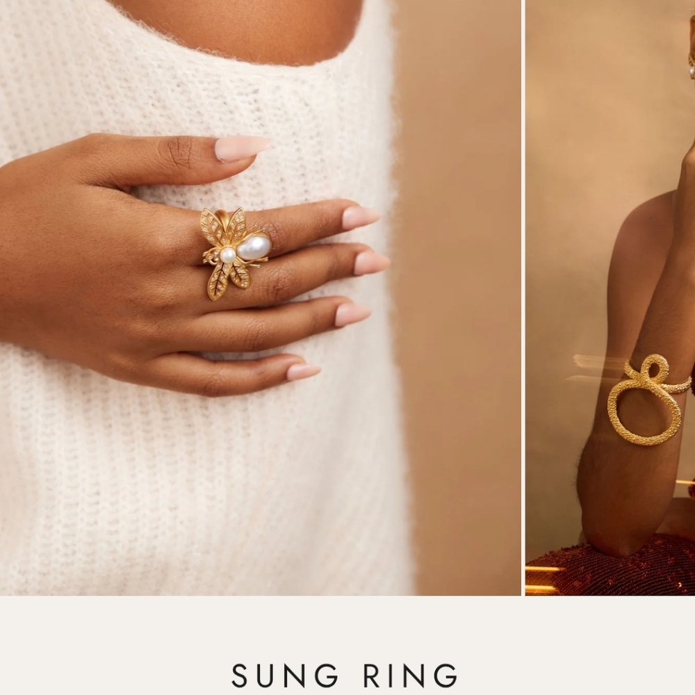 Elegant Khoi Gold Pearl Ring SIZE 10